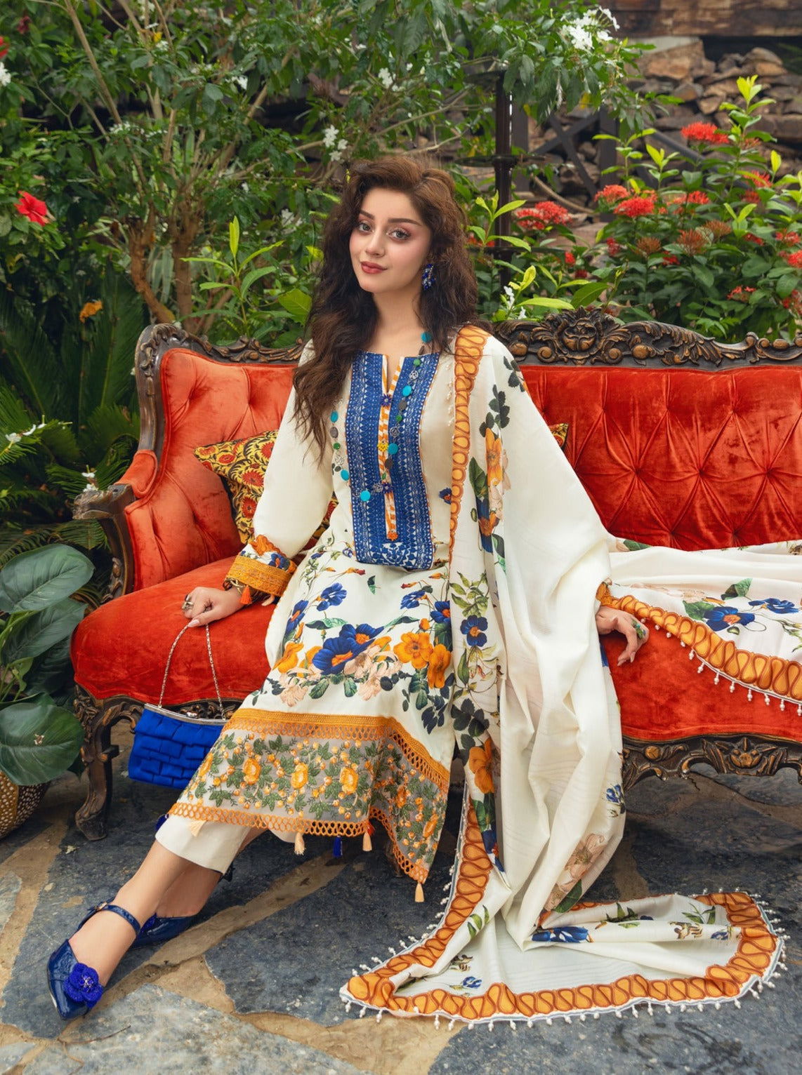 Eid Festive Lawn VOL-02 Heavy EMB. Unstitched 3pcs - Jotey