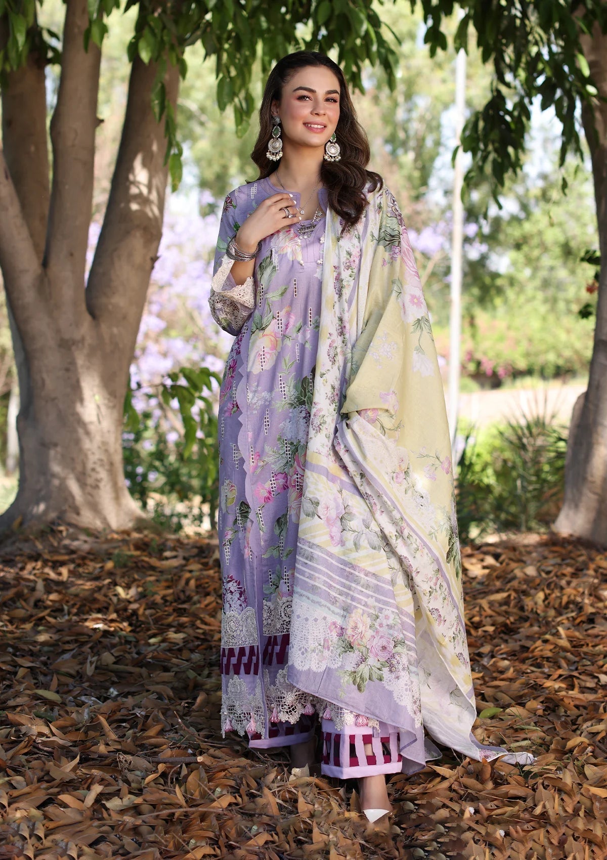 Elaf Print Chikankari Lawn Unstitched 3pcs - Jotey