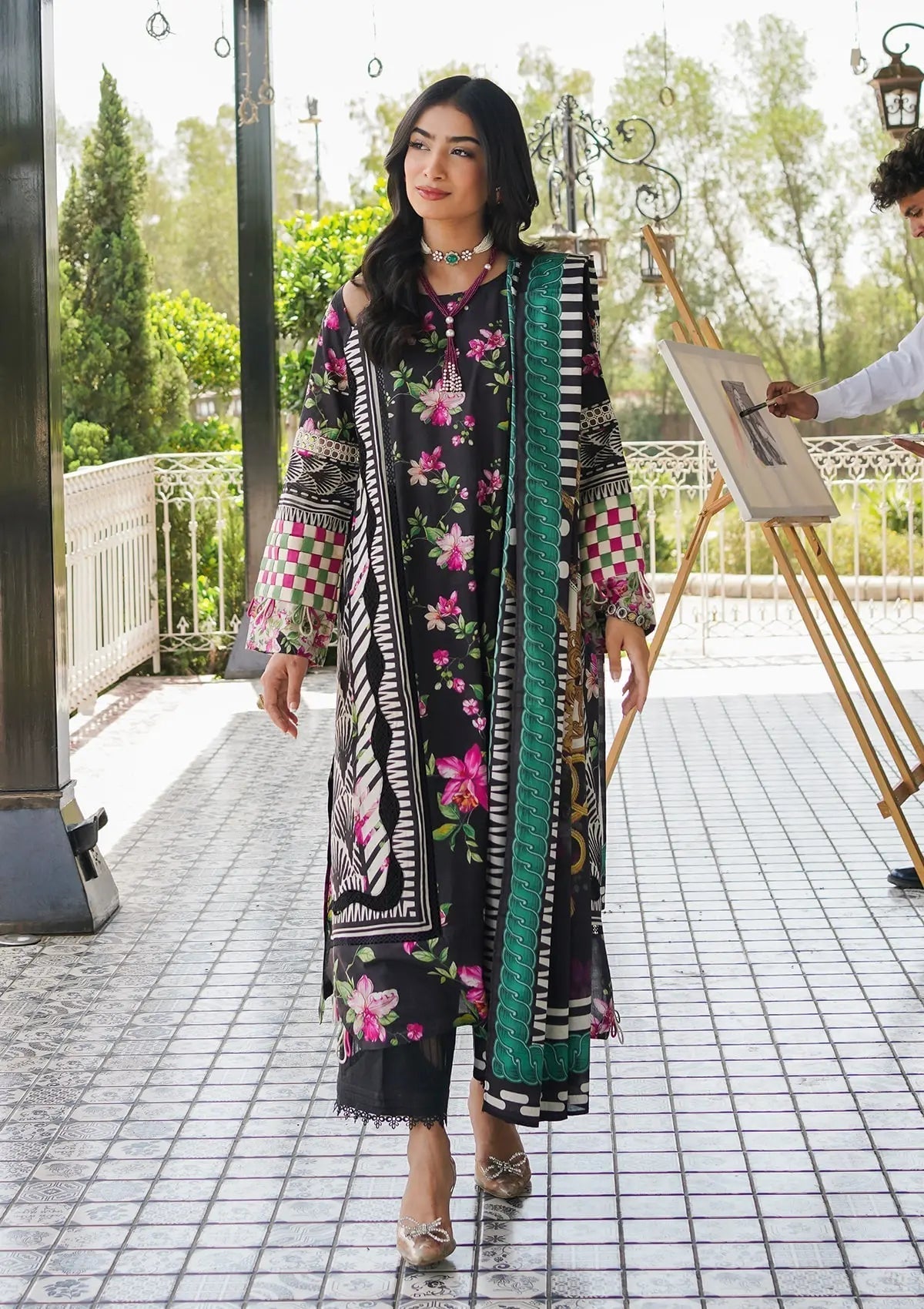 Elaf Printed Lawn Unstitched 3pcs - Jotey