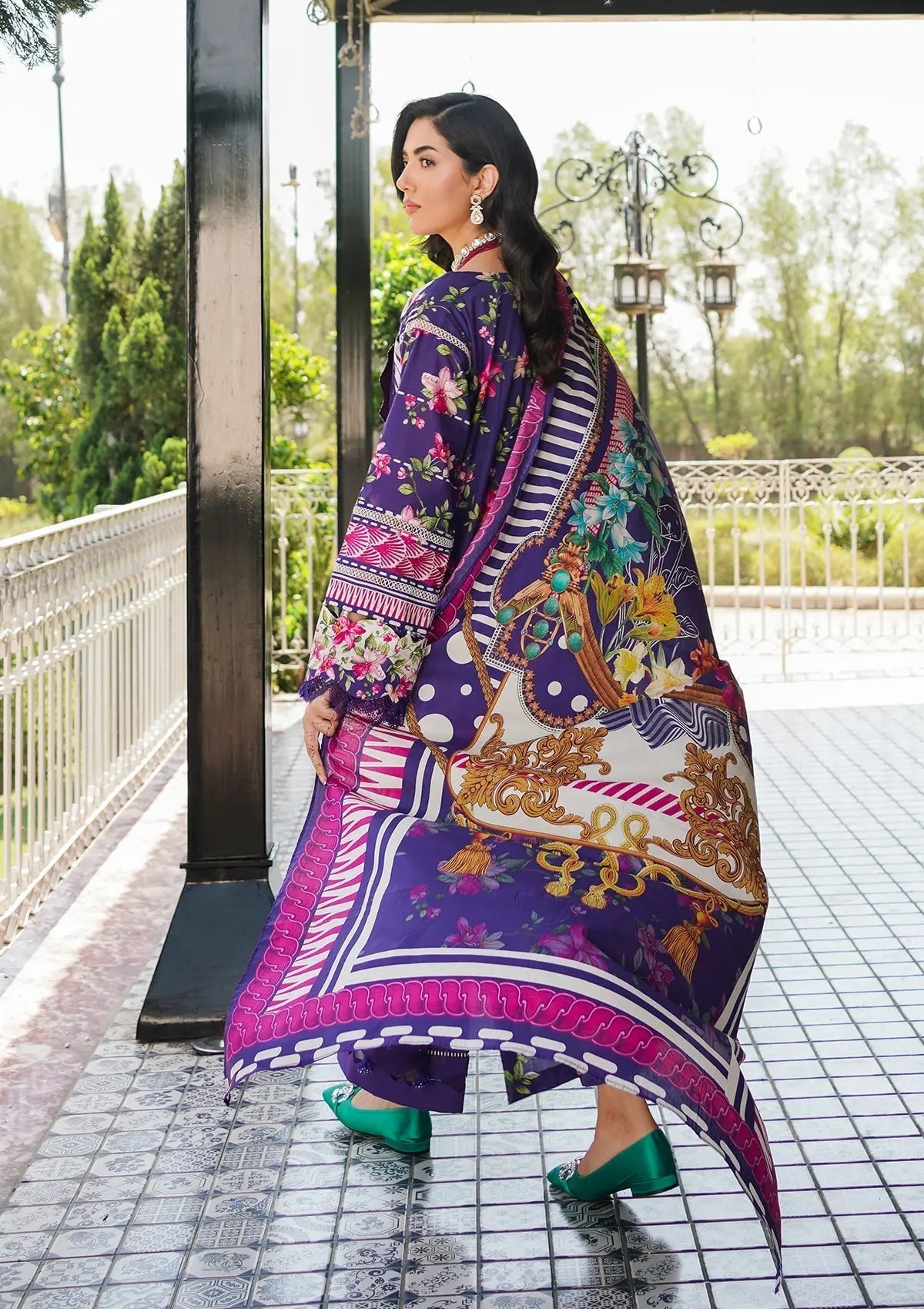 Elaf Printed Lawn Unstitched 3pcs - Jotey