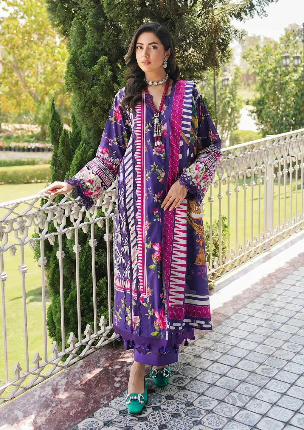 Elaf Printed Lawn Unstitched 3pcs - Jotey