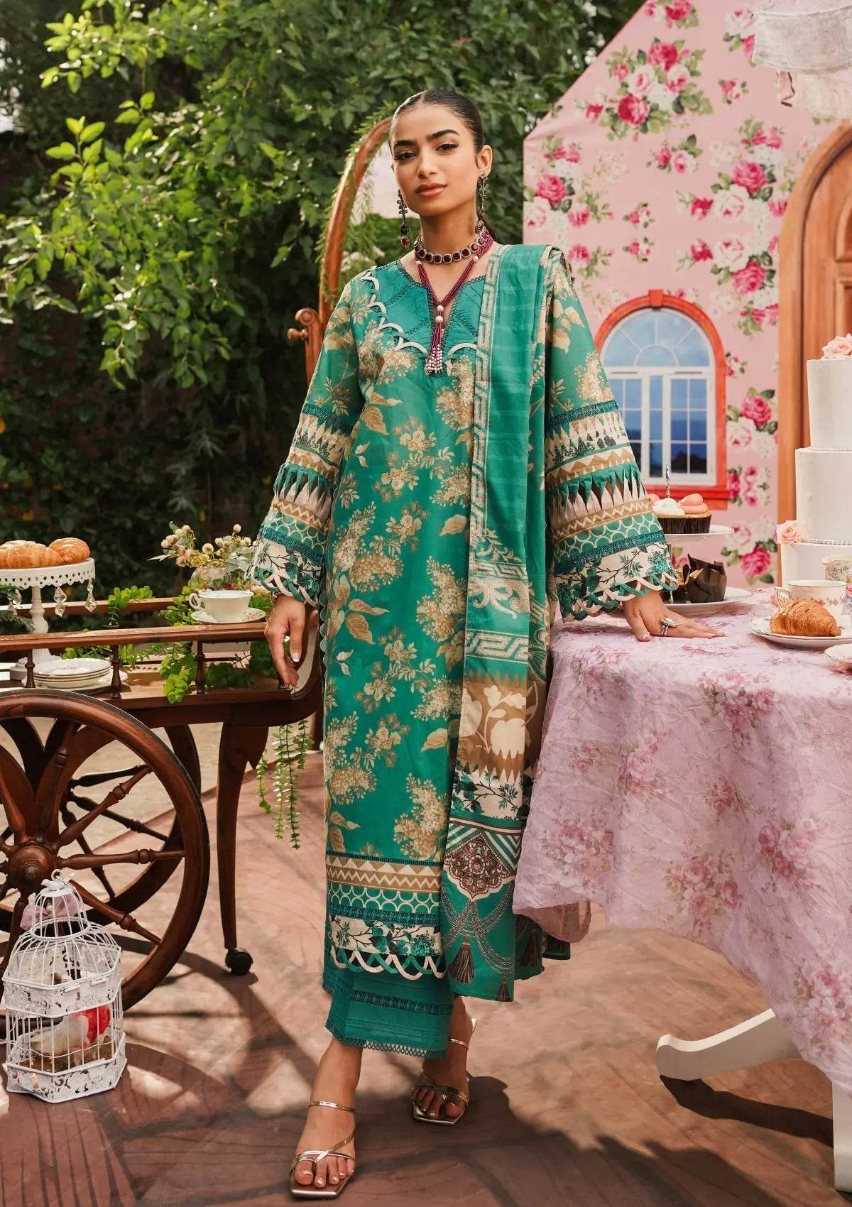 Elaf Printed Lawn Unstitched 3pcs - Jotey