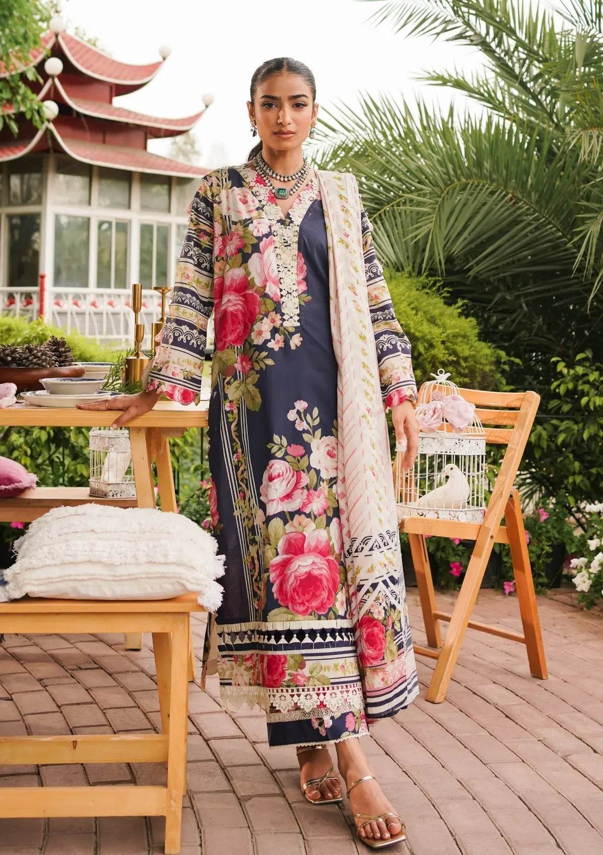 Elaf Printed Lawn Unstitched 3pcs - Jotey