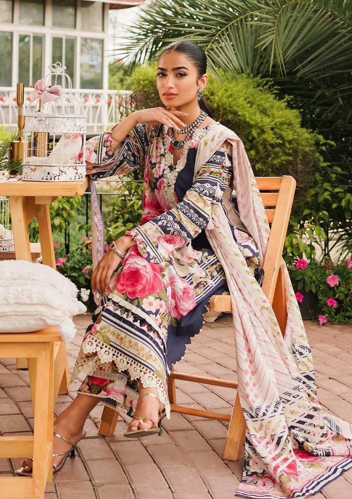 Elaf Printed Lawn Unstitched 3pcs - Jotey
