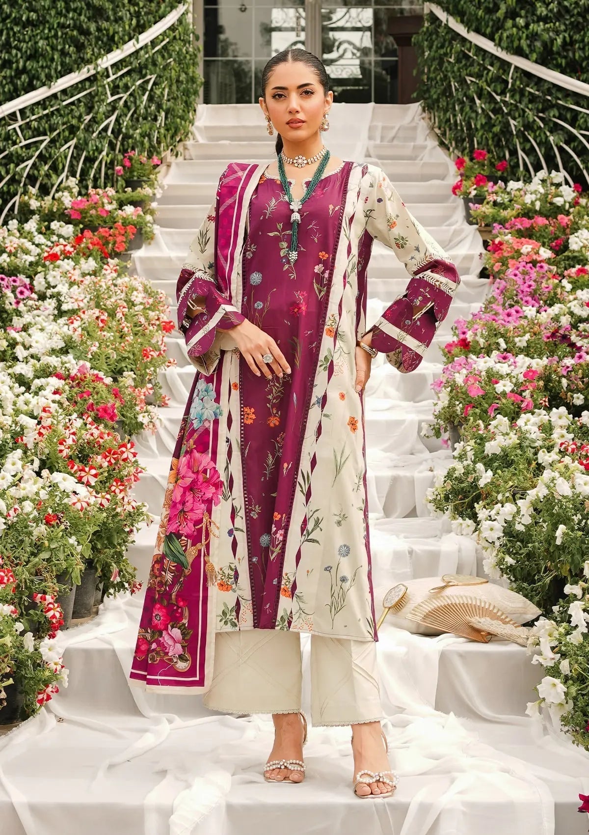 Elaf Printed Lawn Unstitched 3pcs - Jotey