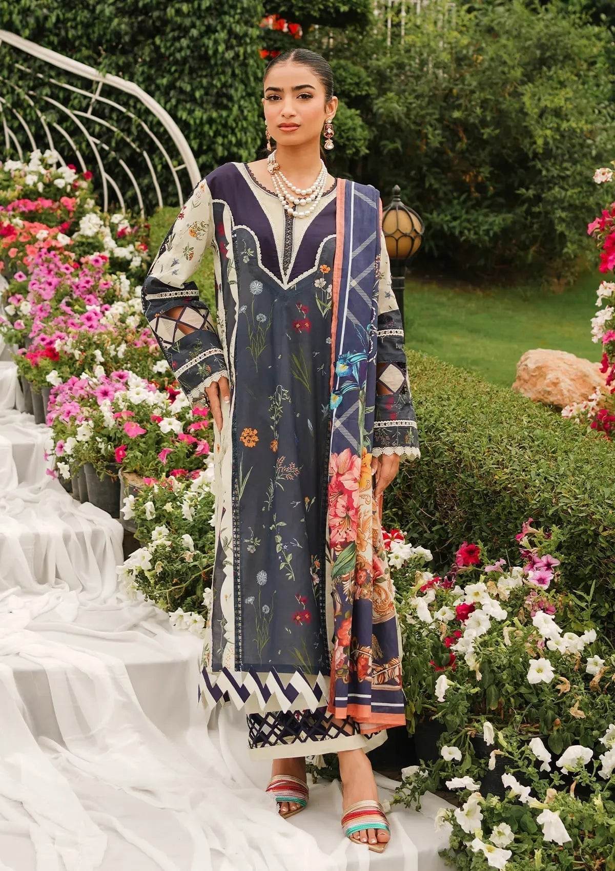 Elaf Printed Lawn Unstitched 3pcs - Jotey