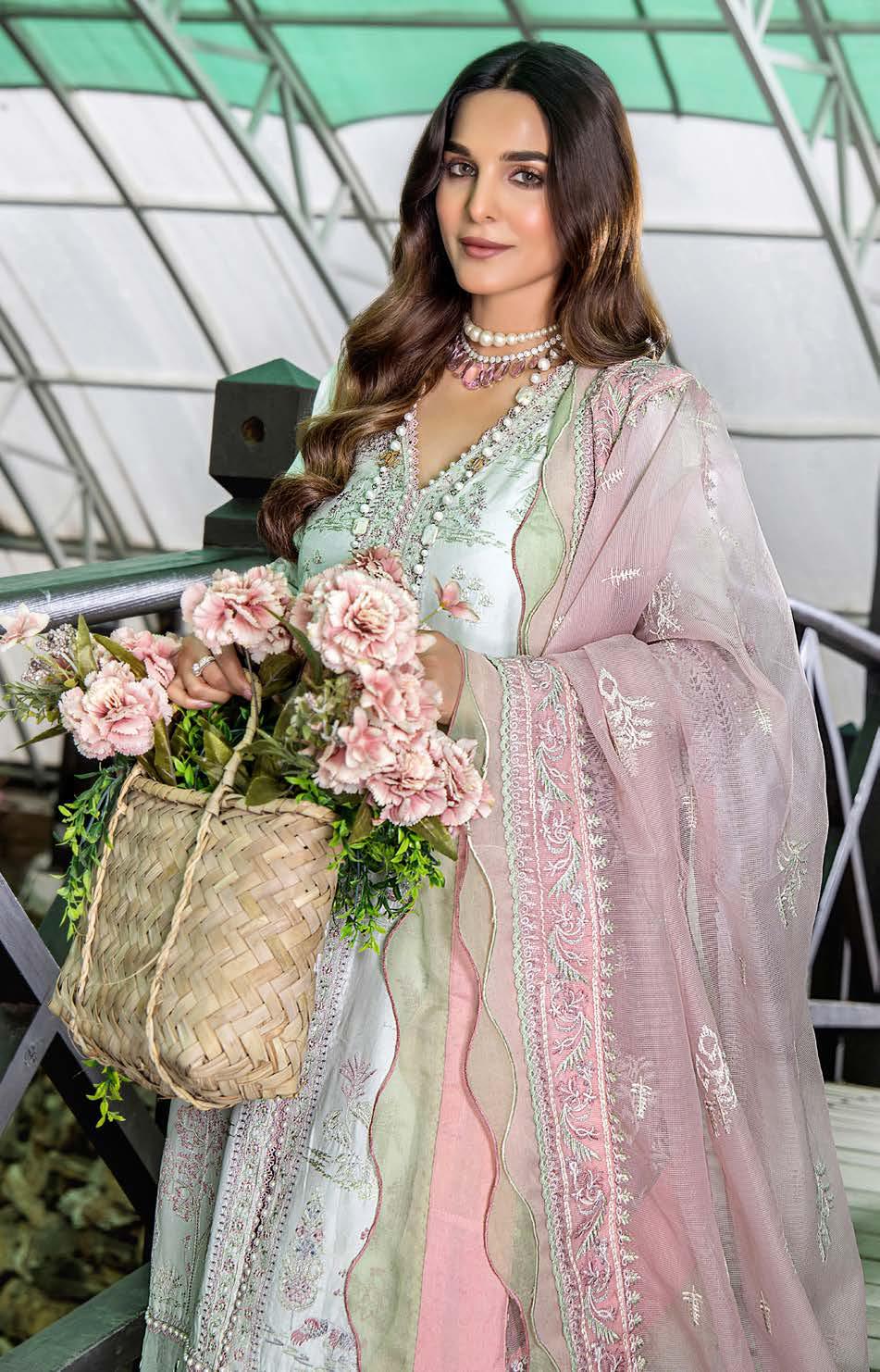 Eshaisha Luxury Lawn Embroidered Unstitched 3pcs - Jotey