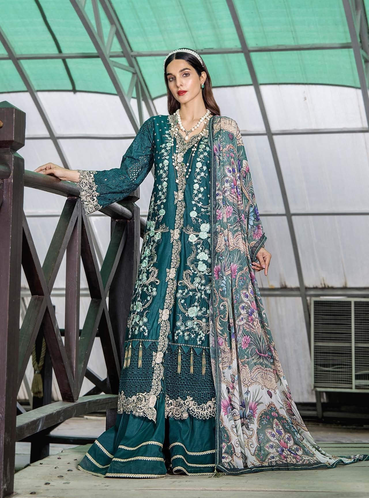 Eshaisha Luxury Lawn Embroidered Unstitched 3pcs - Jotey