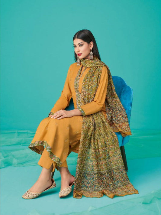 Esta Kalamkari Unstitched Cotton 3Pcs - Jotey