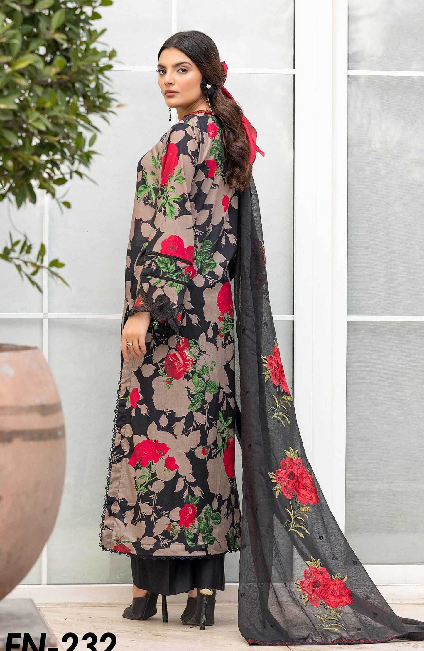 Florence by Nur Embroidered Unstitched Lawn 3pcs - Jotey