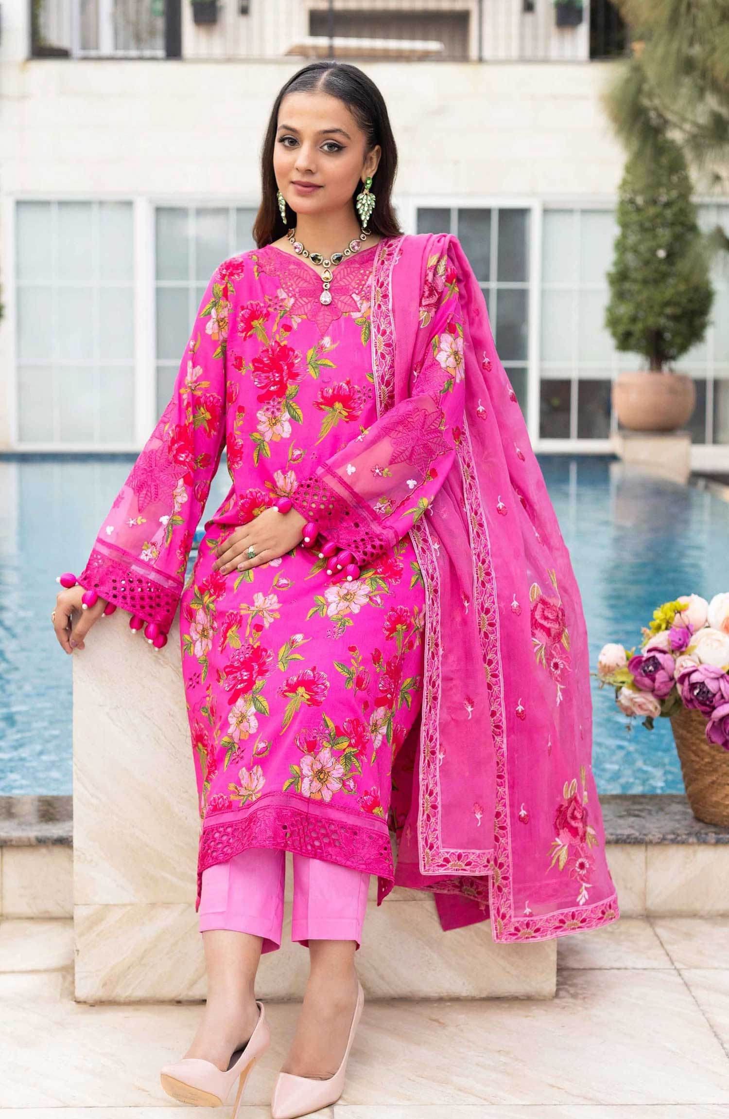 Florence by Nur Embroidered Unstitched Lawn 3pcs - Jotey