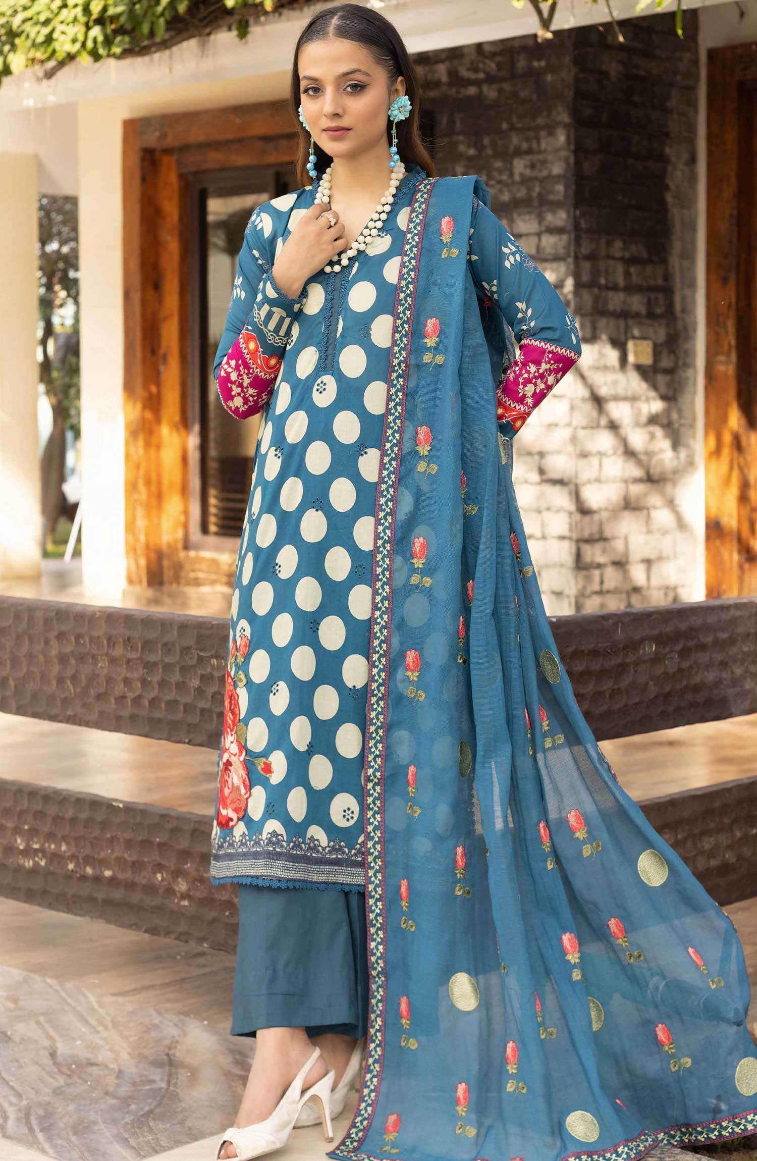 Florence by Nur Embroidered Unstitched Lawn 3pcs - Jotey
