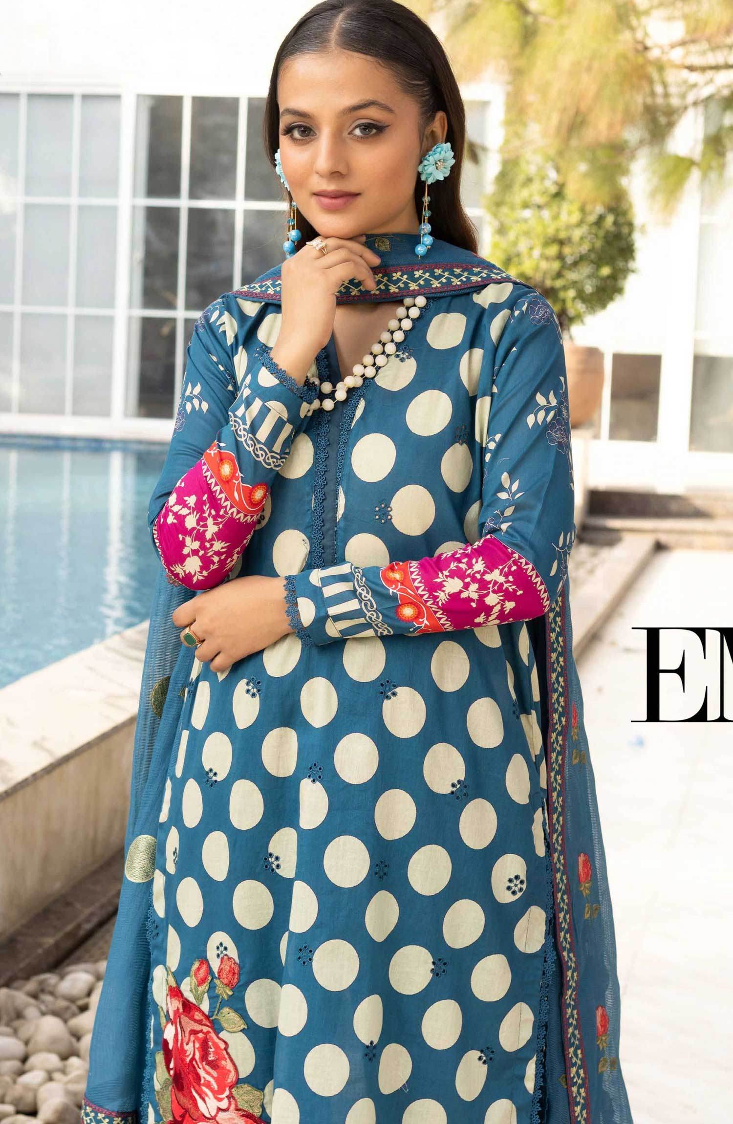 Florence by Nur Embroidered Unstitched Lawn 3pcs - Jotey