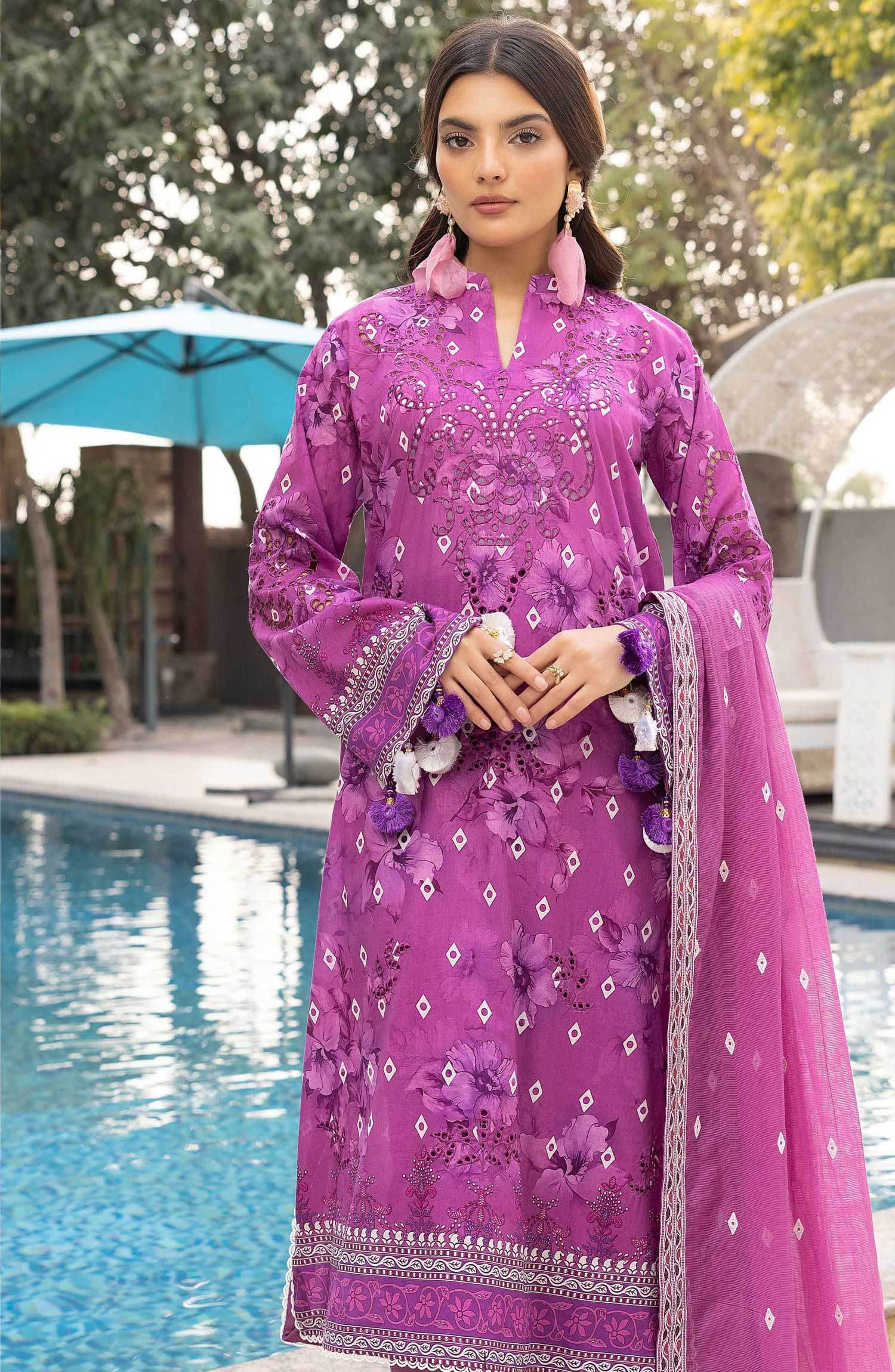 Florence by Nur Embroidered Unstitched Lawn 3pcs - Jotey
