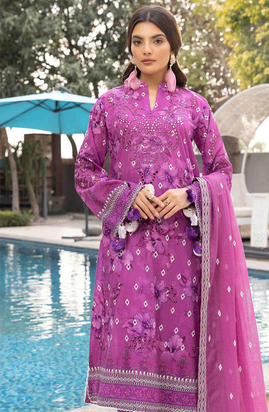 Florence by Nur Embroidered Unstitched Lawn 3pcs - Jotey