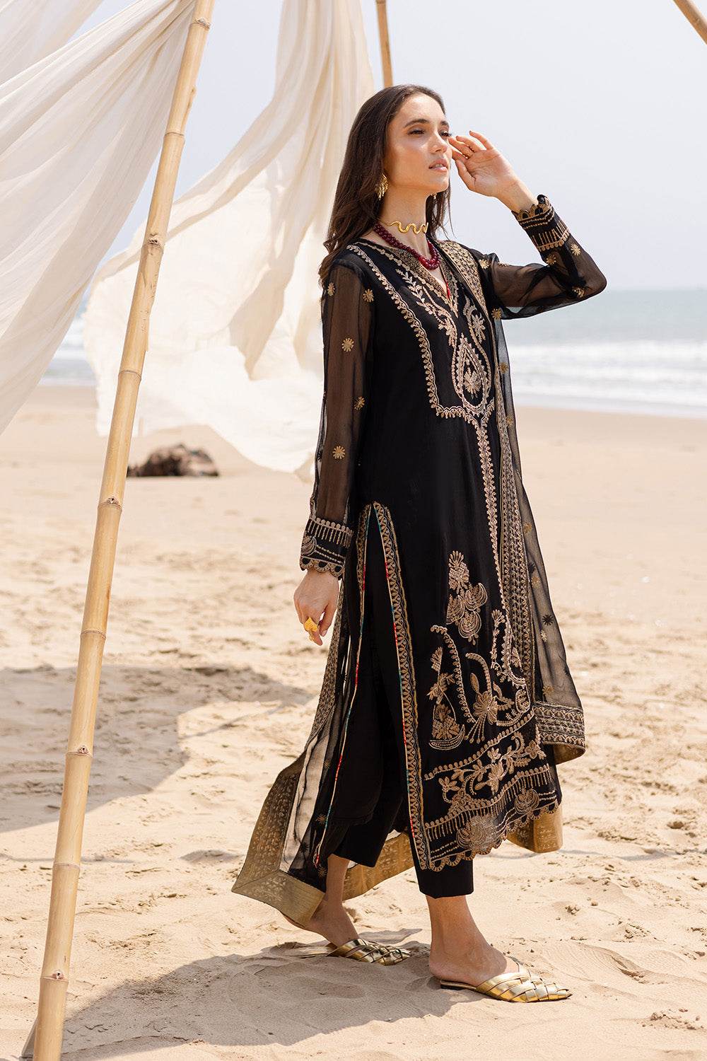 Zyra by Freesia Embroirdered Chiffon Unstitched 3 Piece - Jotey