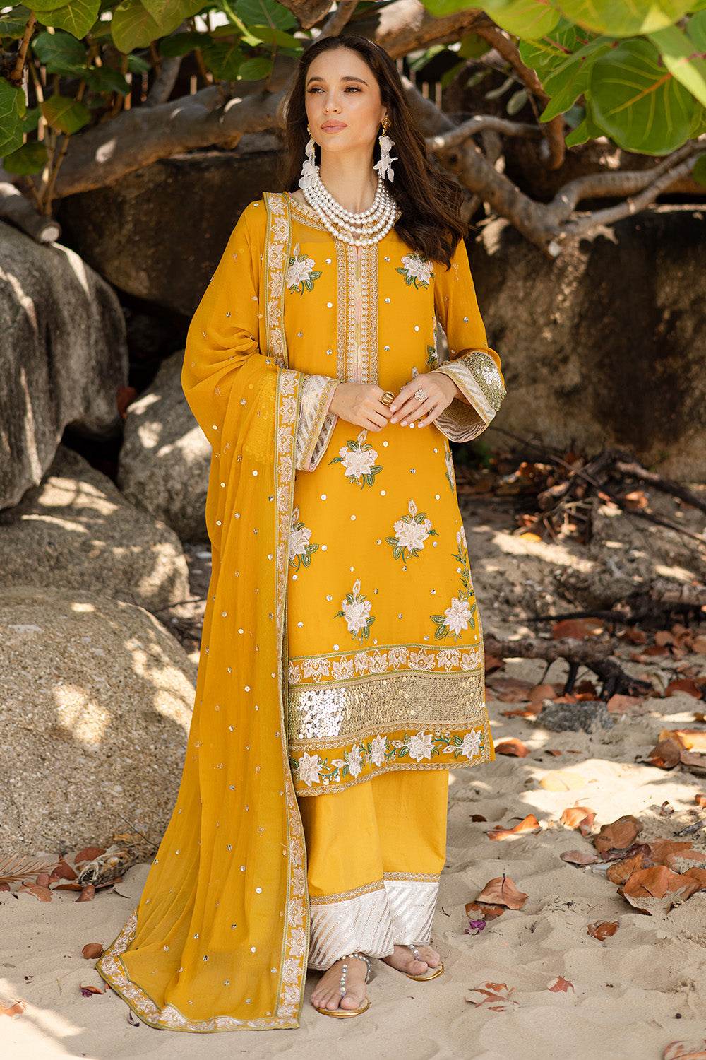 Zyra by Freesia Embroirdered Chiffon Unstitched 3 Piece - Jotey