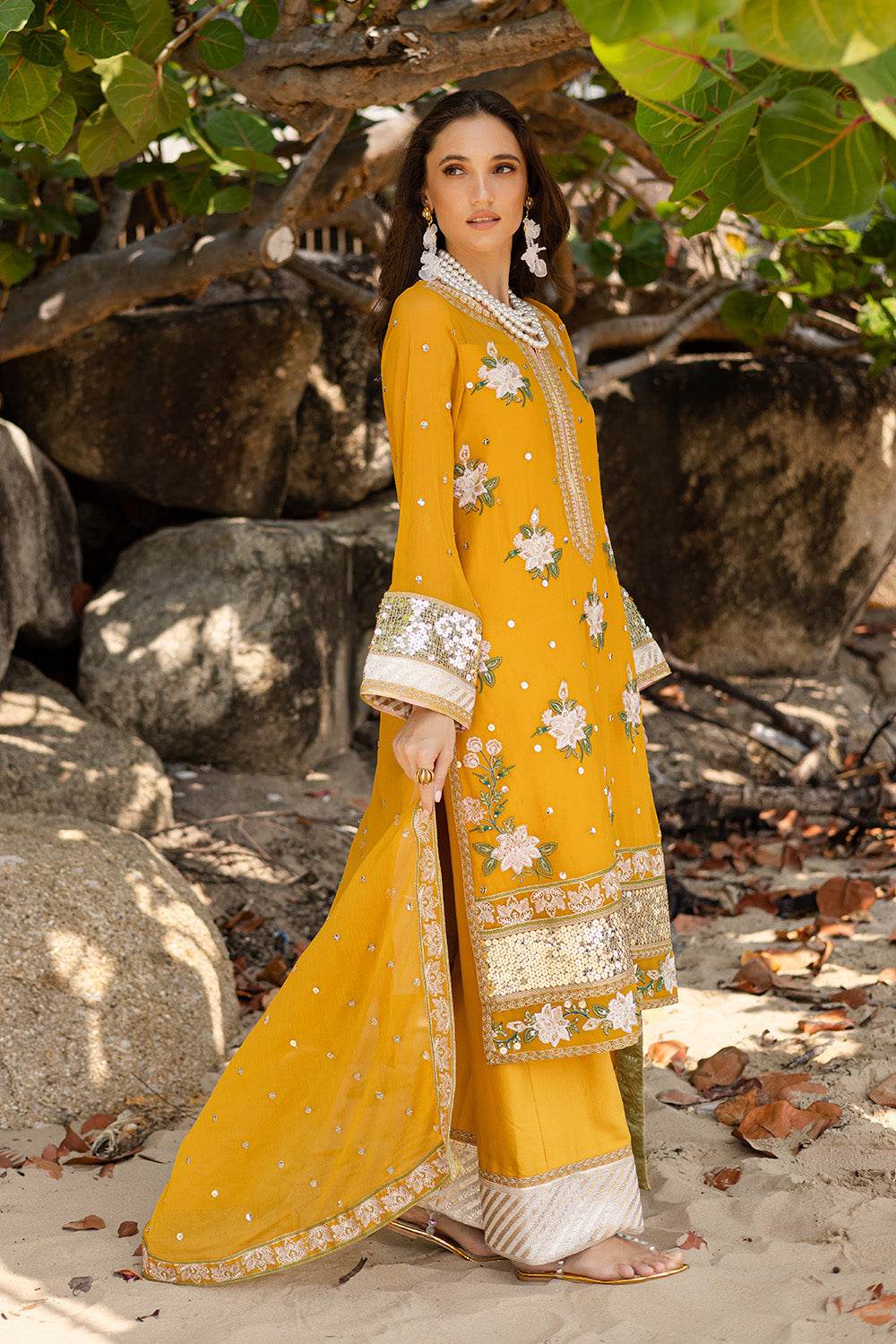 Zyra by Freesia Embroirdered Chiffon Unstitched 3 Piece - Jotey