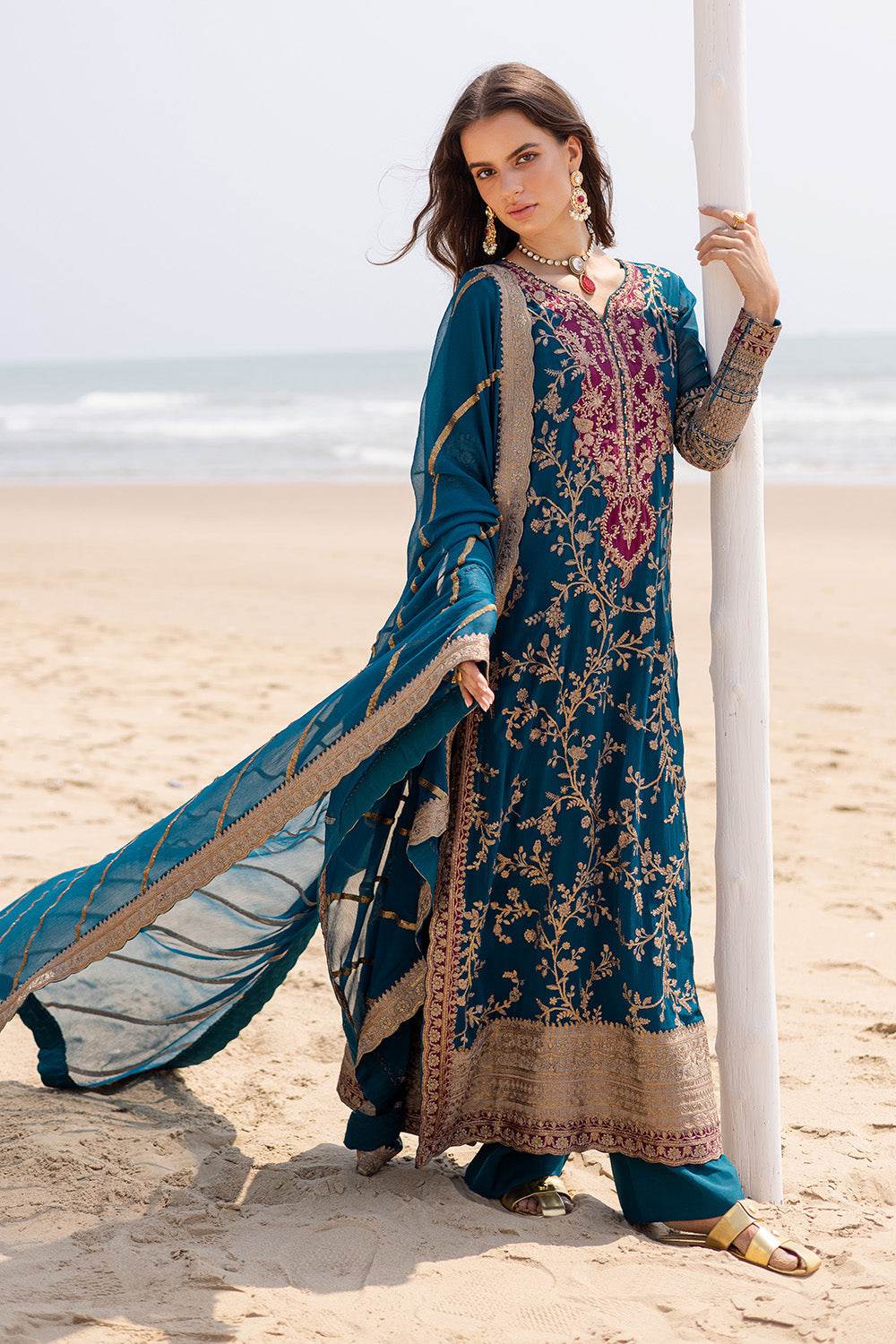 Zyra by Freesia Embroirdered Chiffon Unstitched 3 Piece - Jotey