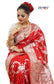 Floral Woven Pure Banarasi Silk Saree in Red - Jotey