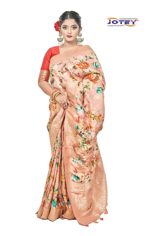 Georgette Banarasi Floral Printed Saree - Jotey