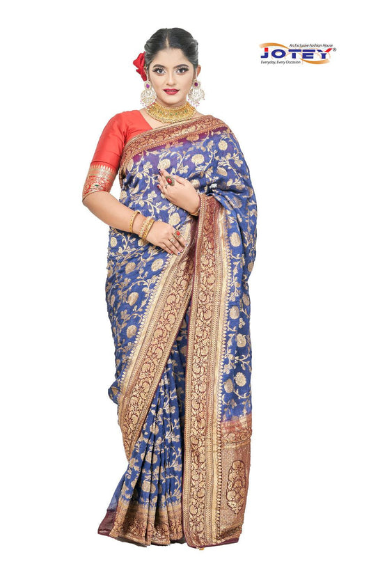 Georgette Banarasi Floral Printed Saree - Jotey