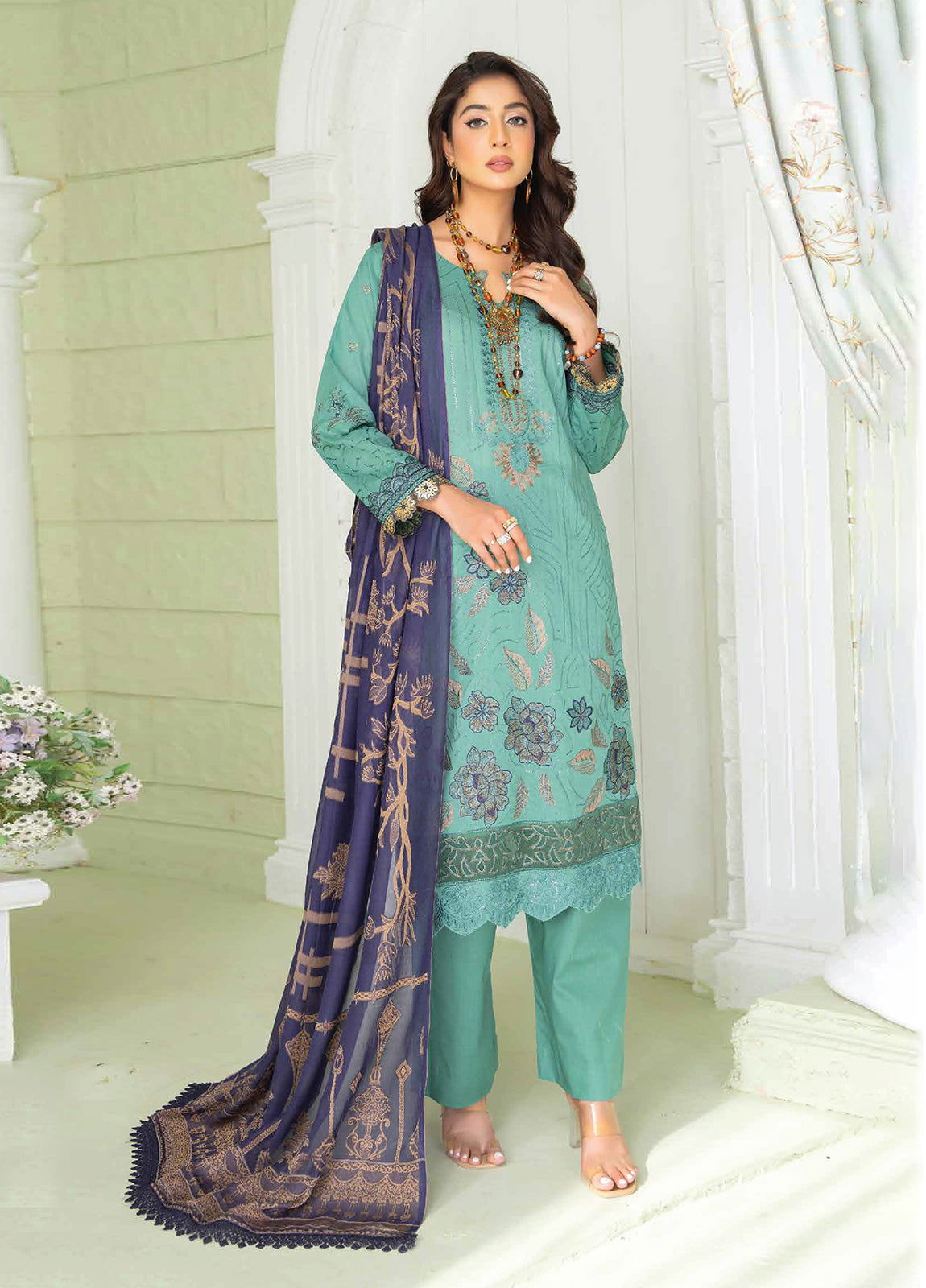Ghazal By Riaz Arts Embroidered Lawn Unstitched 3pcs - Jotey