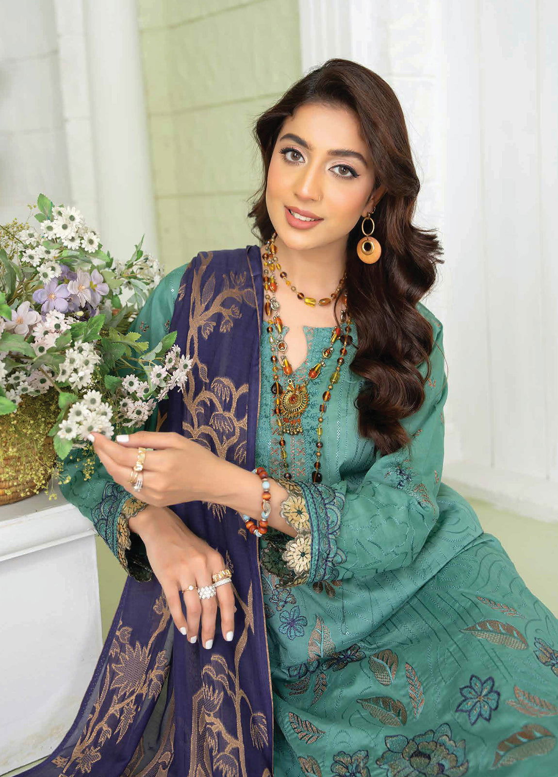 Ghazal By Riaz Arts Embroidered Lawn Unstitched 3pcs - Jotey