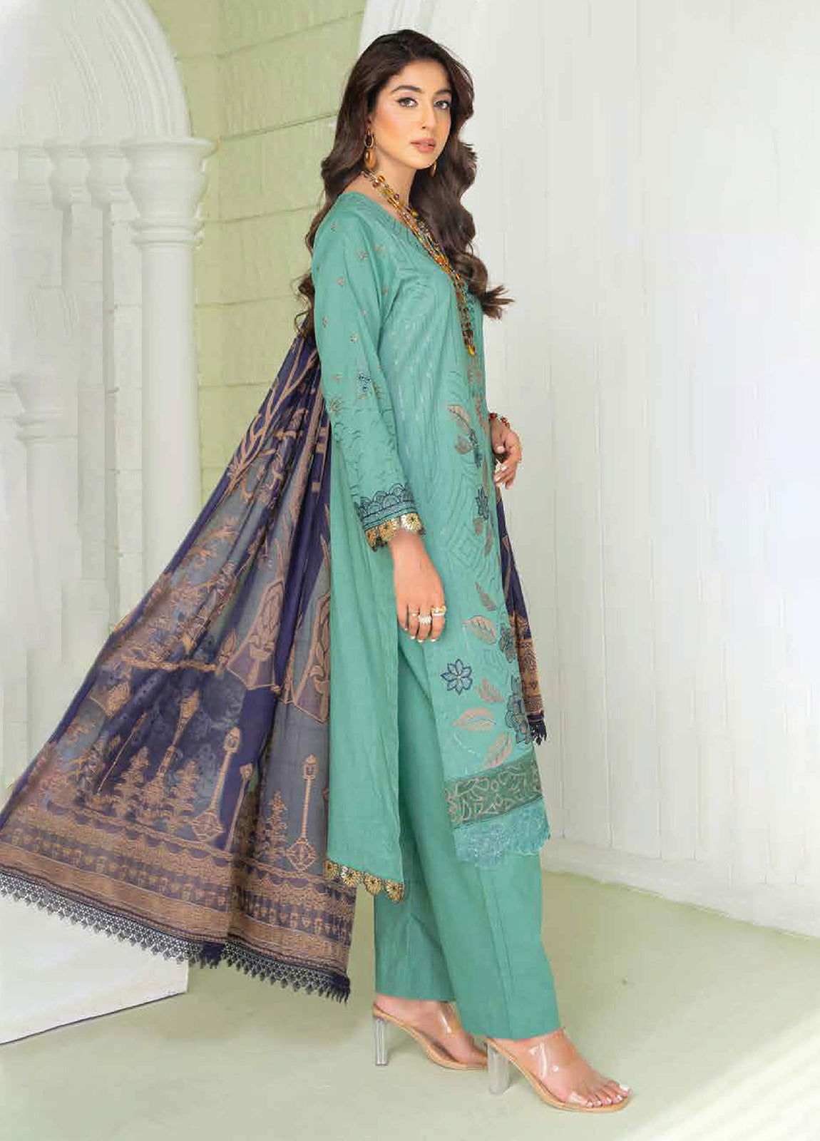 Ghazal By Riaz Arts Embroidered Lawn Unstitched 3pcs - Jotey