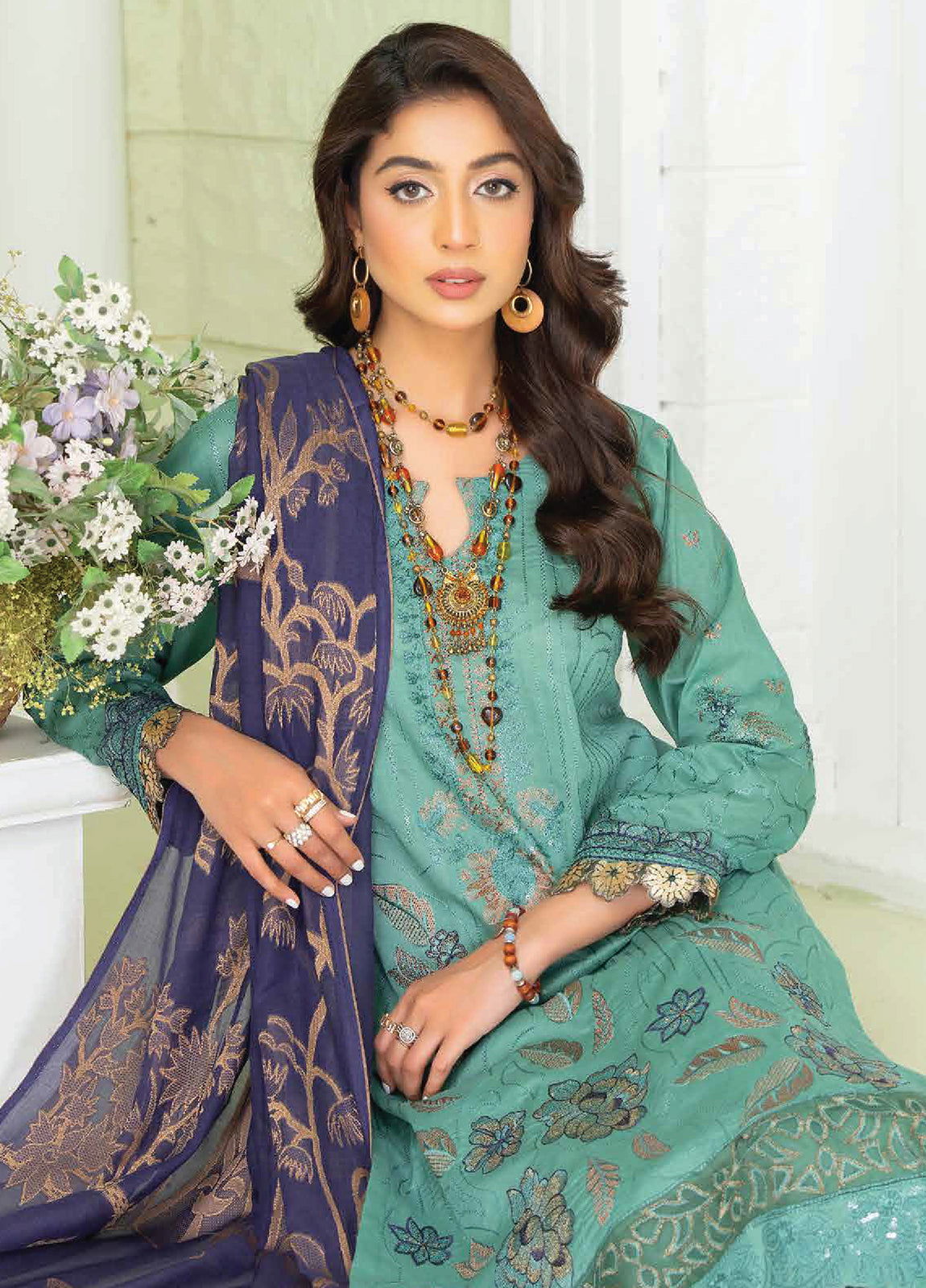 Ghazal By Riaz Arts Embroidered Lawn Unstitched 3pcs - Jotey