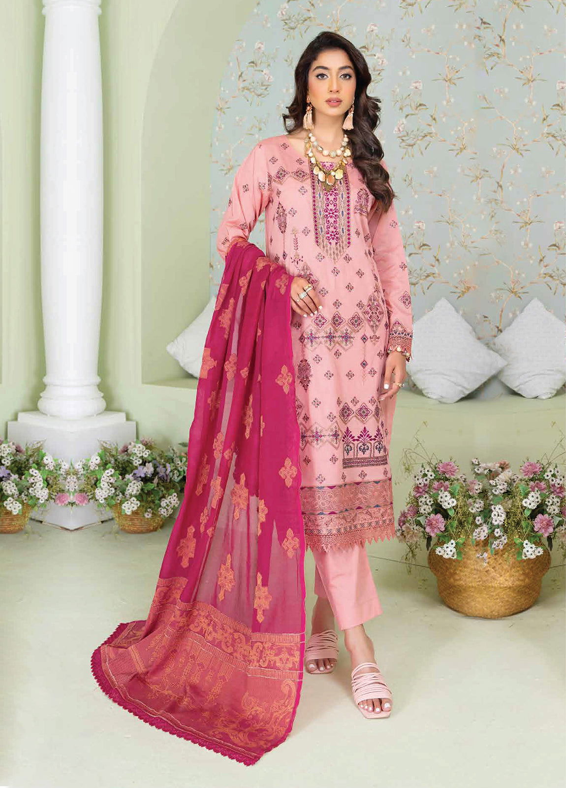 Ghazal By Riaz Arts Embroidered Lawn Unstitched 3pcs - Jotey