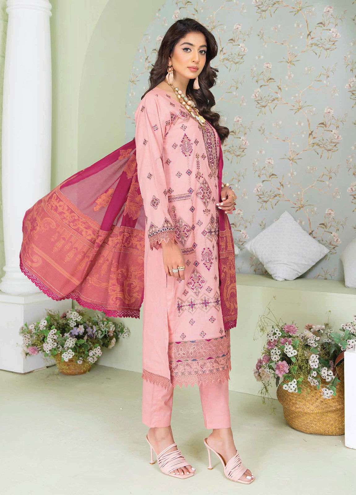 Ghazal By Riaz Arts Embroidered Lawn Unstitched 3pcs - Jotey