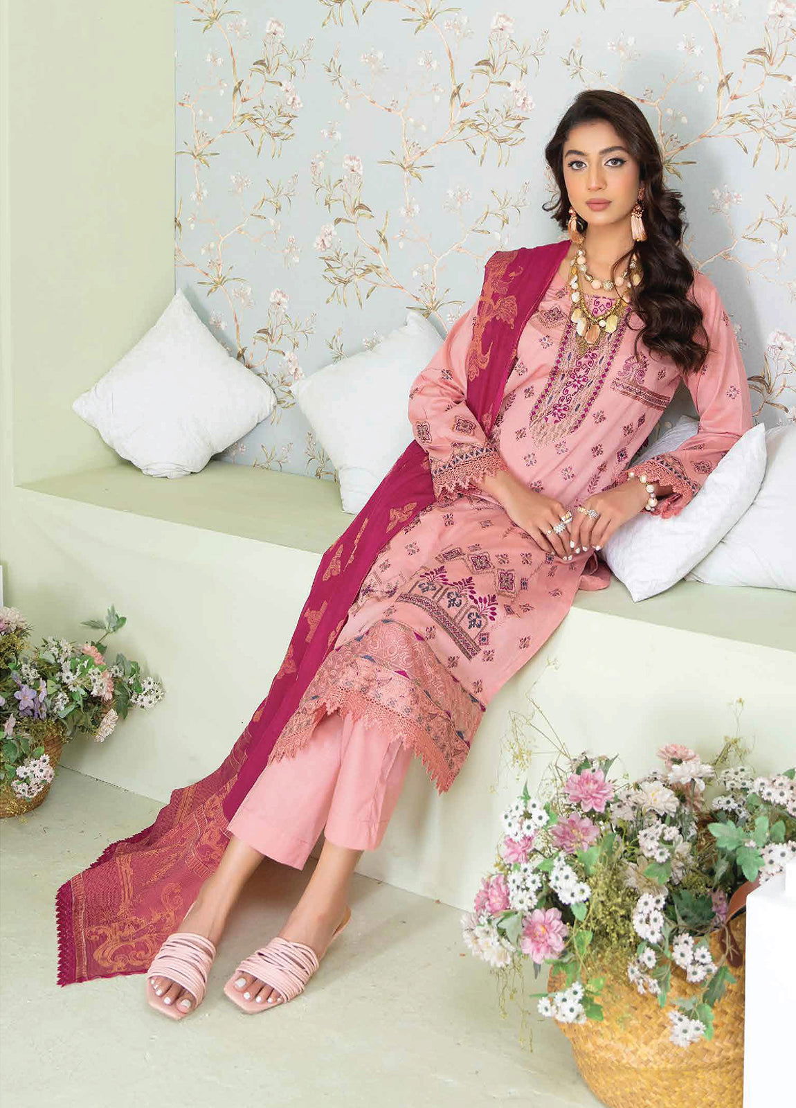 Ghazal By Riaz Arts Embroidered Lawn Unstitched 3pcs - Jotey
