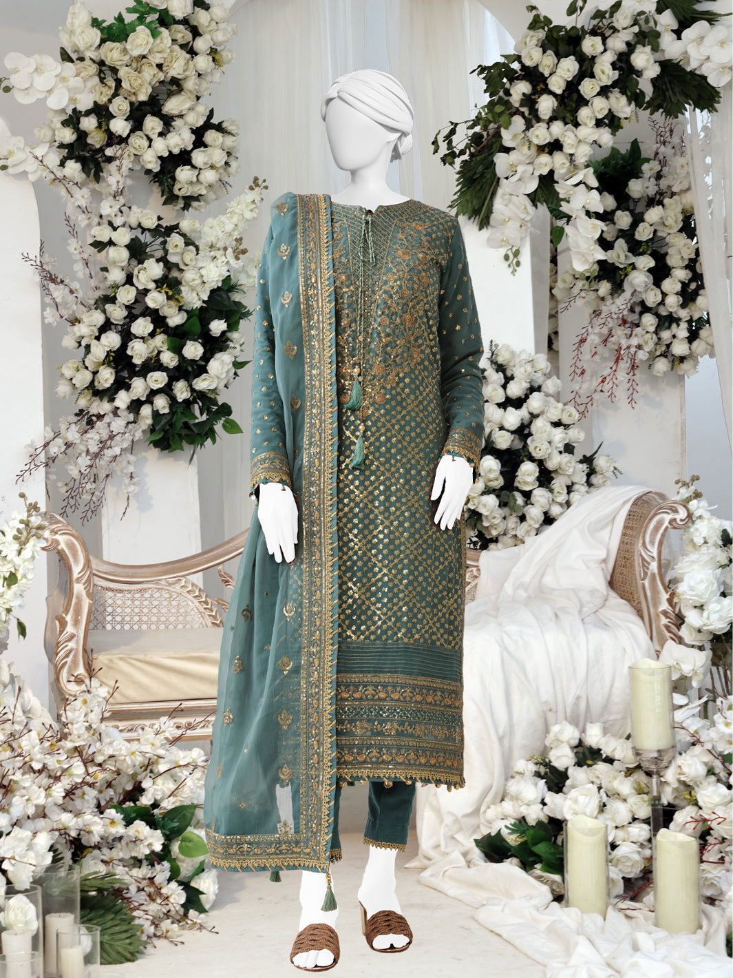 Gul-E-Posh By Panjnad Embroidered Chiffon Unstitched 3 Piece - Jotey