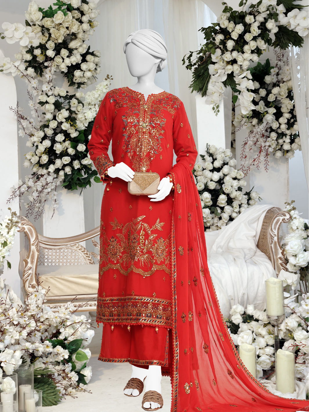Gul-E-Posh By Panjnad Embroidered Chiffon Unstitched 3 Piece - Jotey