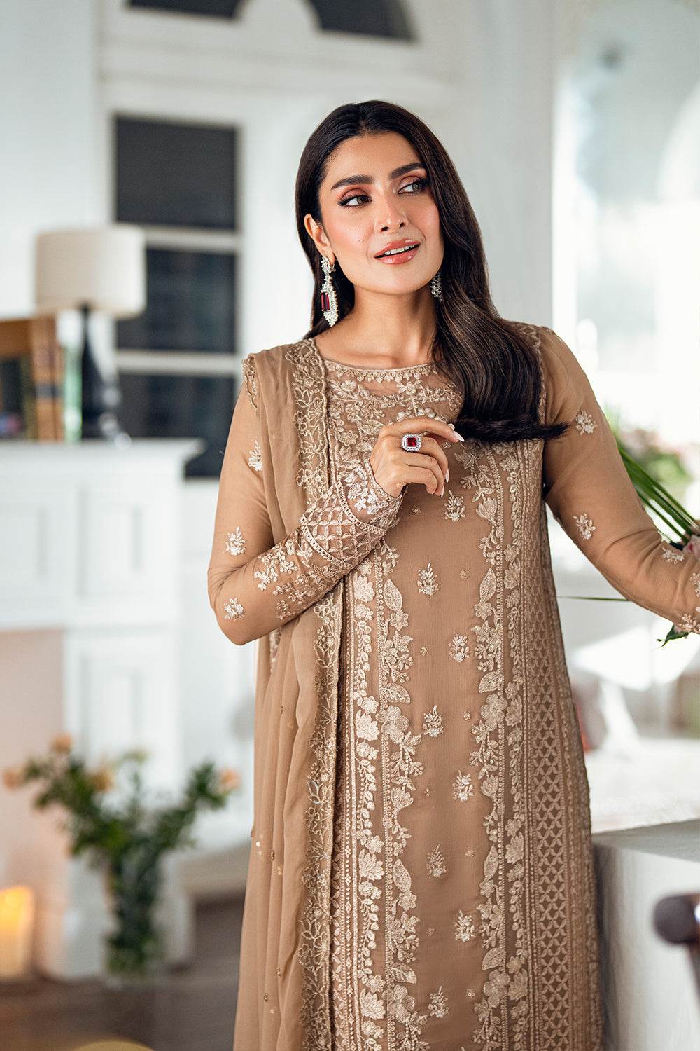 Azure Luxe'25 Embroidered Chiffon Unstitched 3pcs - Jotey