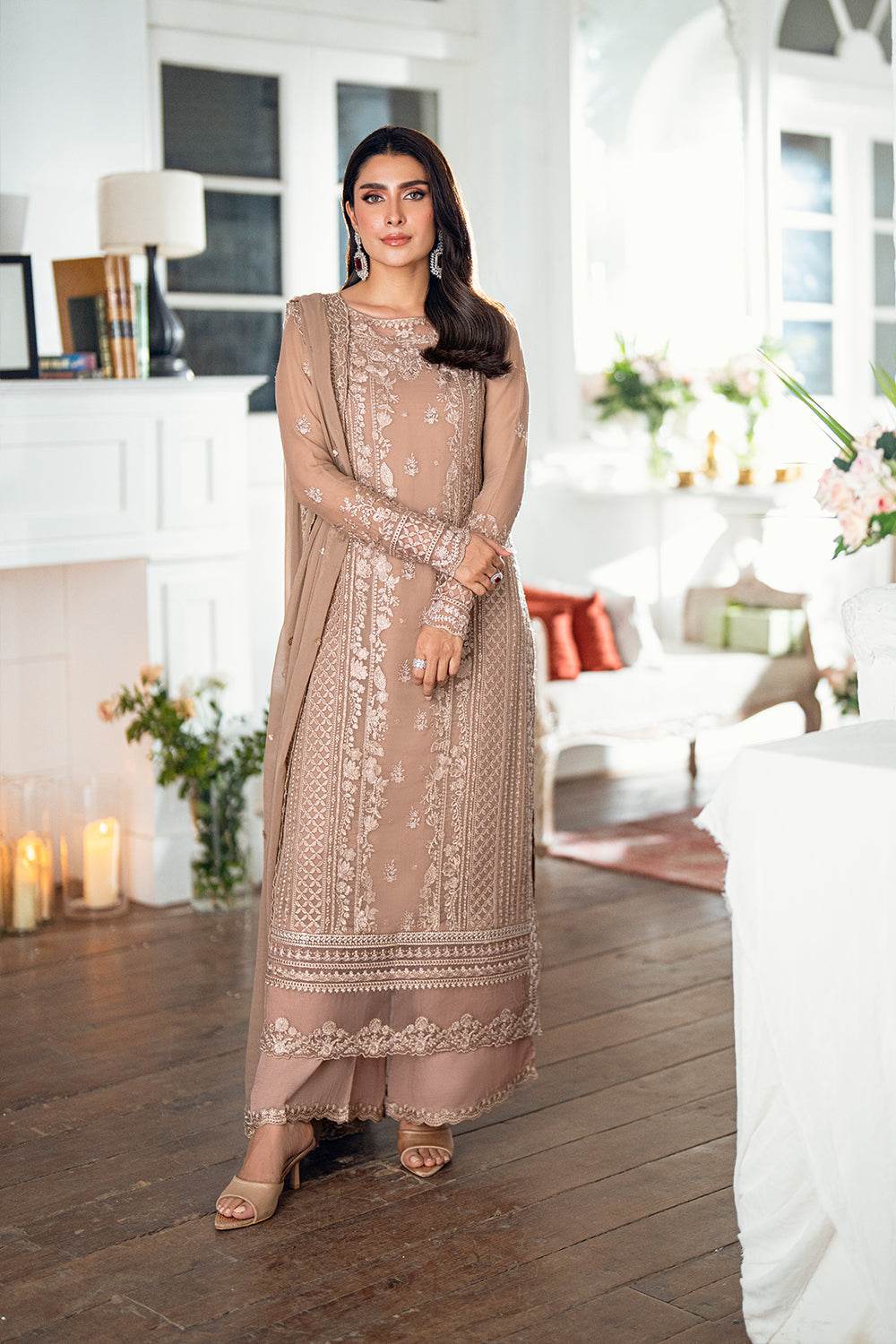 Azure Luxe'25 Embroidered Chiffon Unstitched 3pcs - Jotey