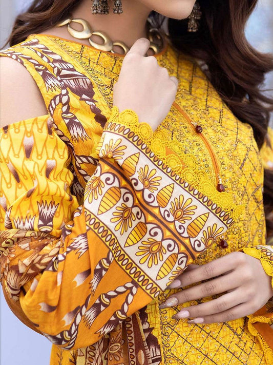 Hafiz Textile pine Unstitched Cotton 3Pcs - Jotey