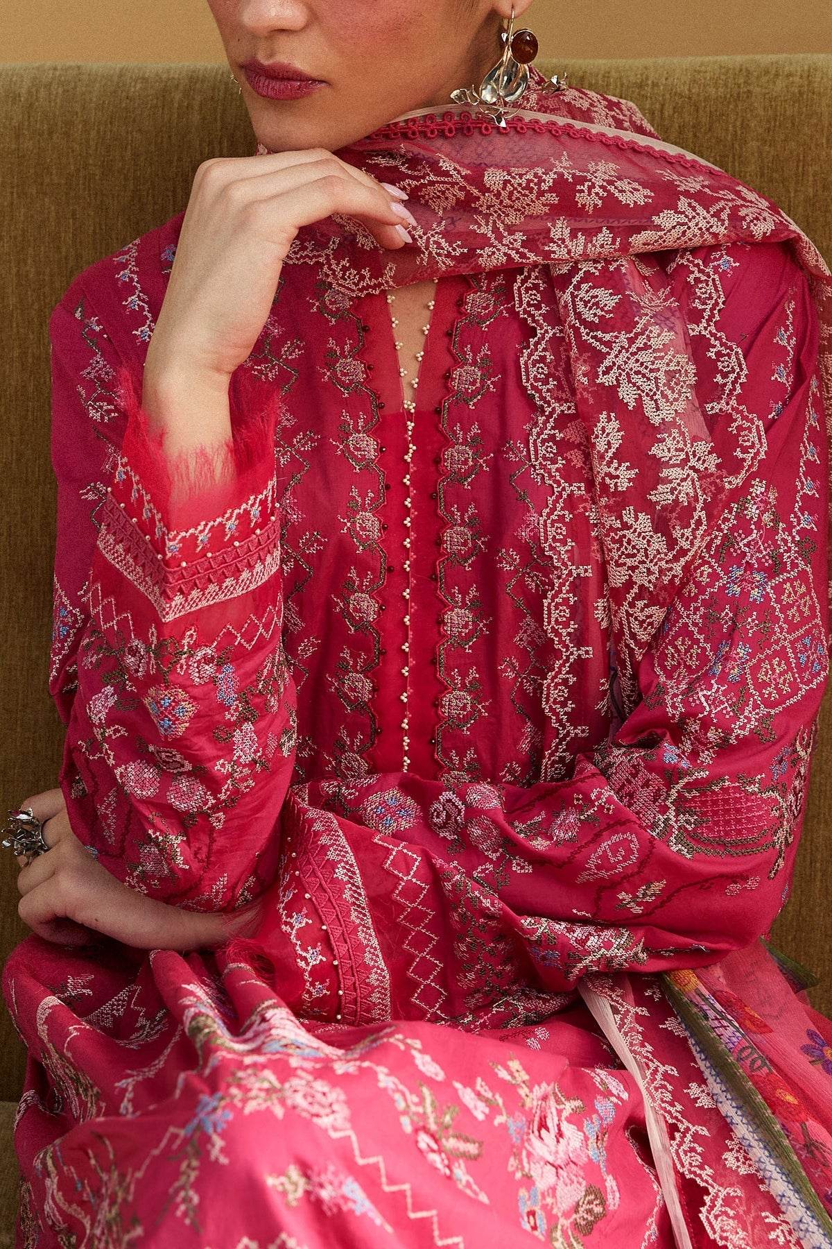 Zara Shahjahan Satori Embroidered Luxury Lawn Unstitched 3pcs - Jotey