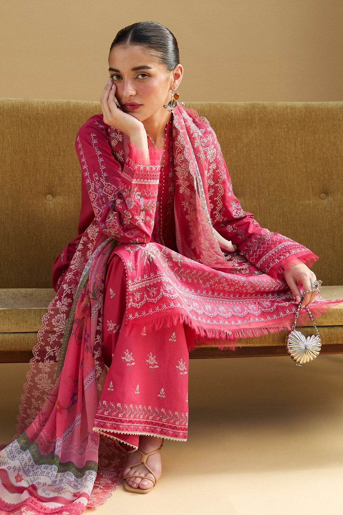 Zara Shahjahan Satori Embroidered Luxury Lawn Unstitched 3pcs - Jotey