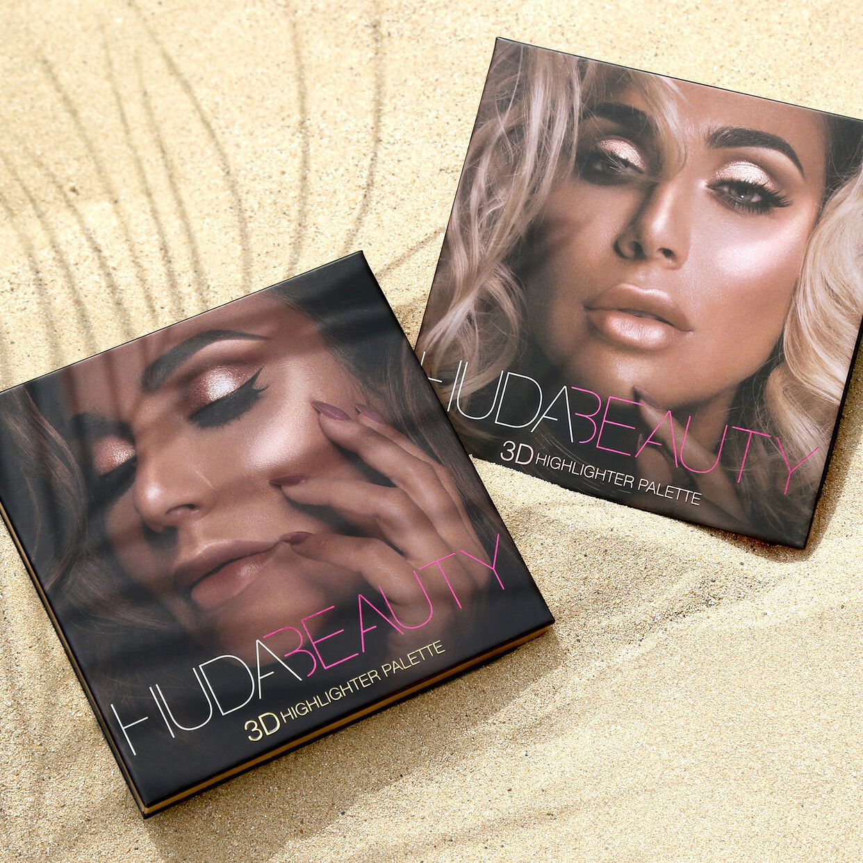 Huda Beauty 3D Cream and Powder Highlighter Palette-Pink Sands - Jotey