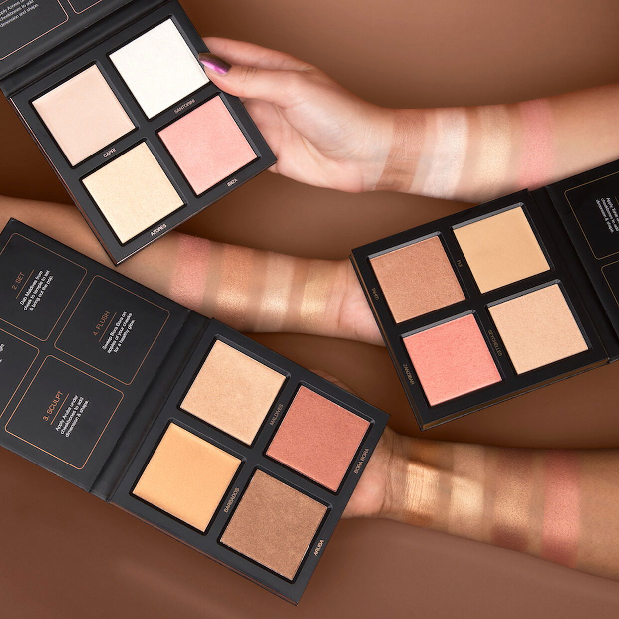 Huda Beauty 3D Cream and Powder Highlighter Palette-Pink Sands - Jotey