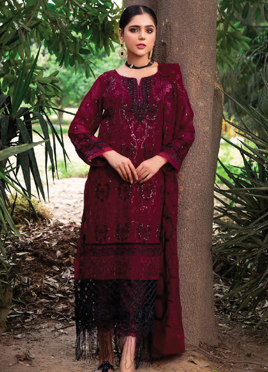 Husna Umar Chiffon Unstitched 3pcs - Jotey