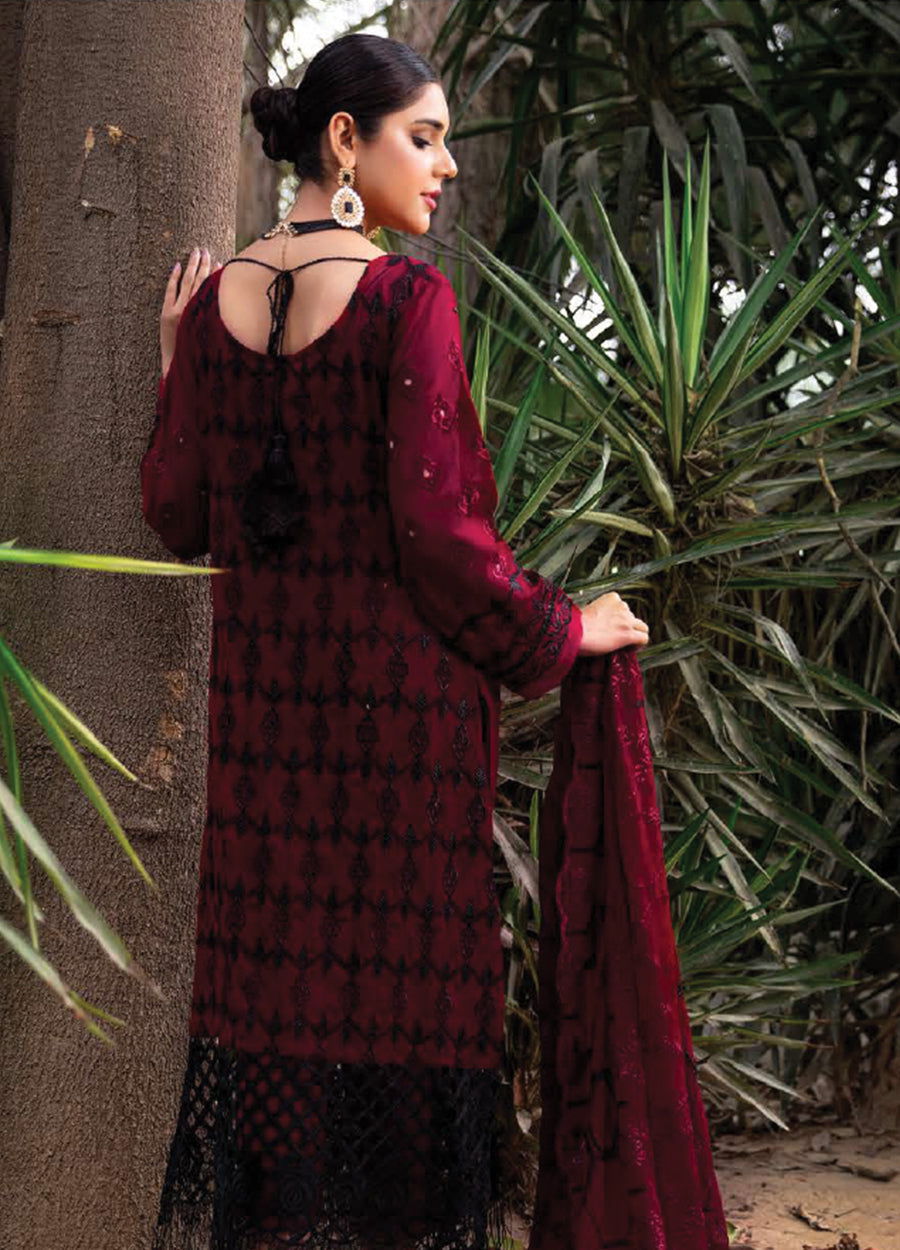 Husna Umar Chiffon Unstitched 3pcs - Jotey