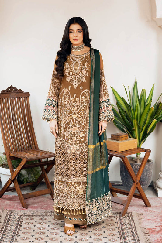 Sitarah By Serene Embroidered Luxury Chiffon Unstitched 3pcs - Jotey