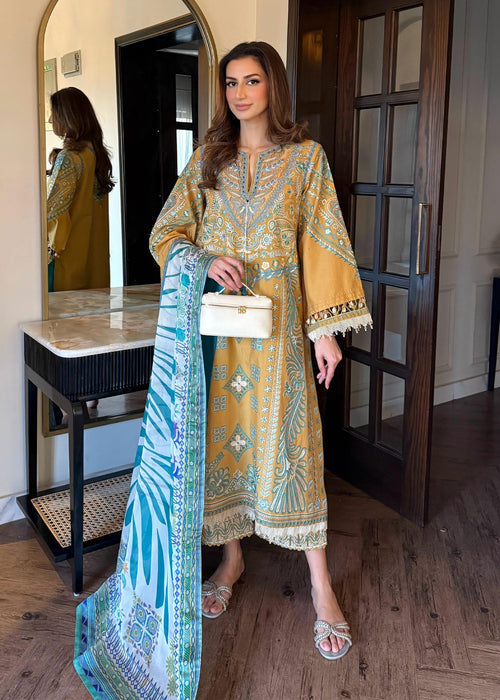 Siraa By Sadaf Fawad Khan Luxury Embroidered Lawn'25 Unstitched 3pcs
