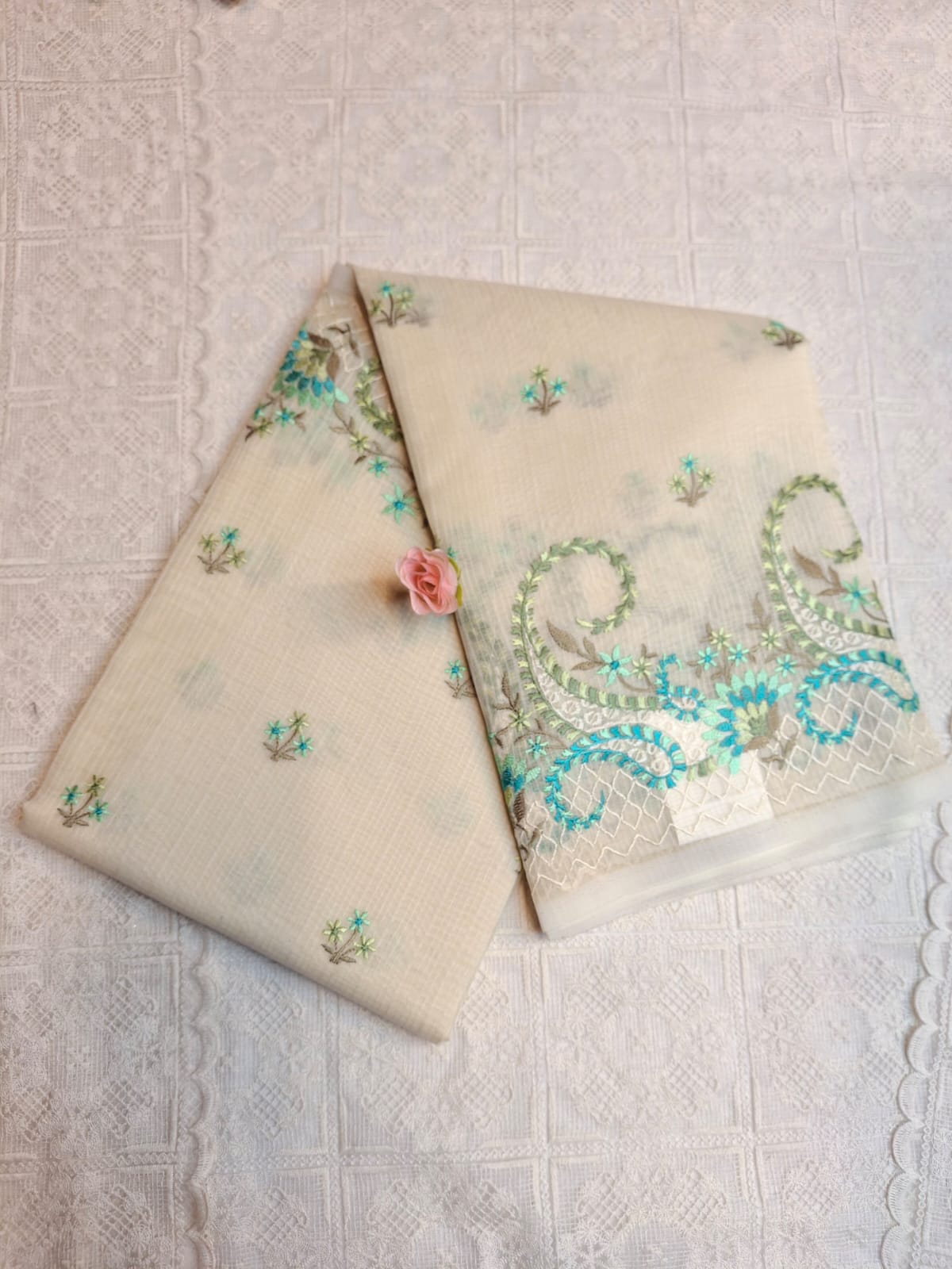 Indian Embroidered Organza Sharee
