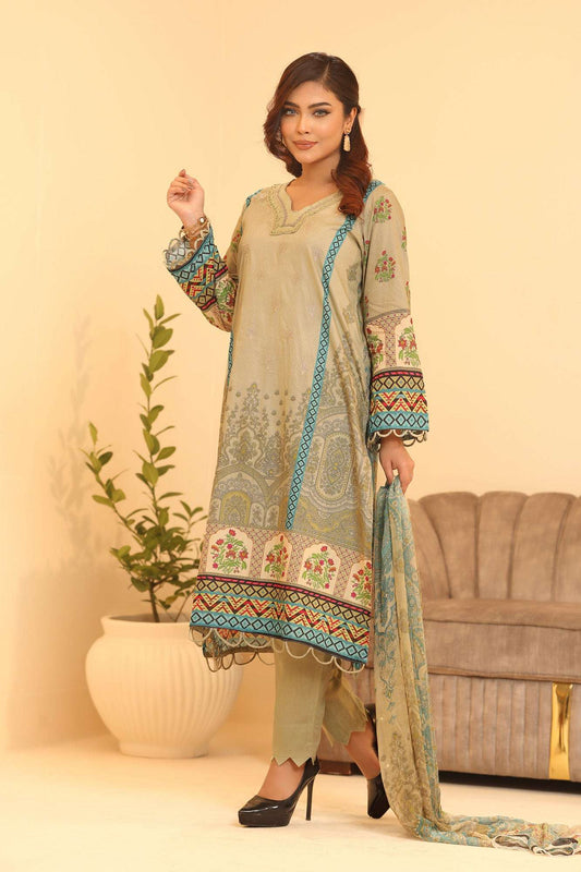 Minhal By Nilima Digital Printed EMB. Unstitched Lawn 3pcs