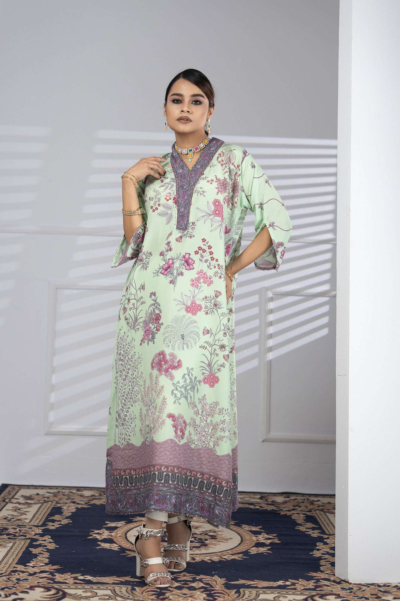 Printed Premium Soft Silk Ready To Ware Kaftan Vol-02