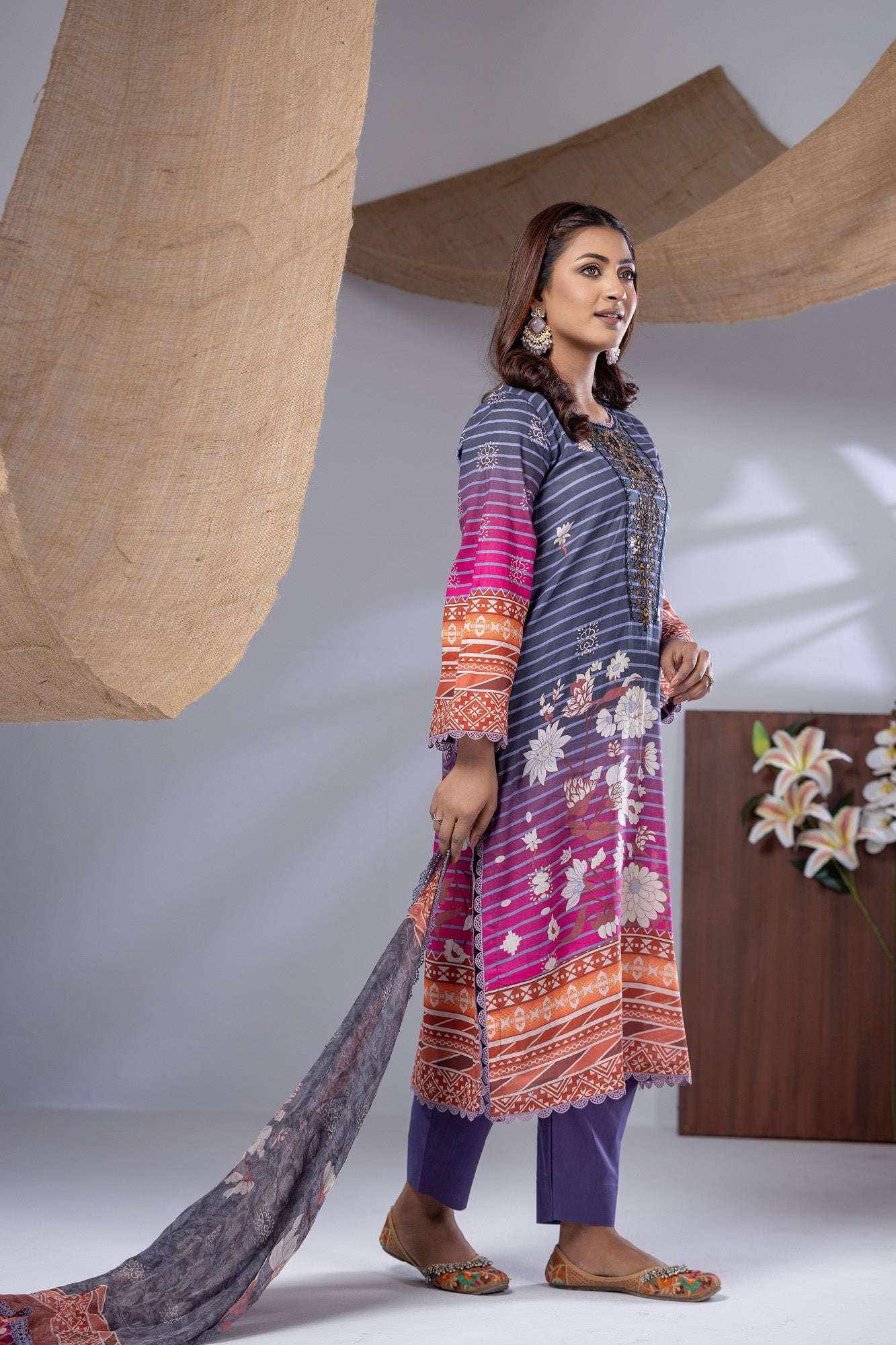 Aiza Embroidered & Sequence Work Unstitched 3pcs
